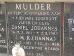 MULDER Daniel Johannes 1911-1982 & J.M.K. 1913-1989 