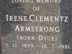 ARMSTRONG Irene Clementz nee DYCE 1899-1981
