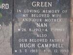 GREEN Hugh Campbell 1913-1985 & Nan 1912-1981