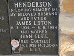 HENDERSON James Liston 1924-1984 & Jean Elsie COETZEE 1928-2004