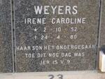 WEYERS Irene Caroline 1952-1980