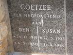 COETZEE Ben 1919-1980 & Susan 1923-1989