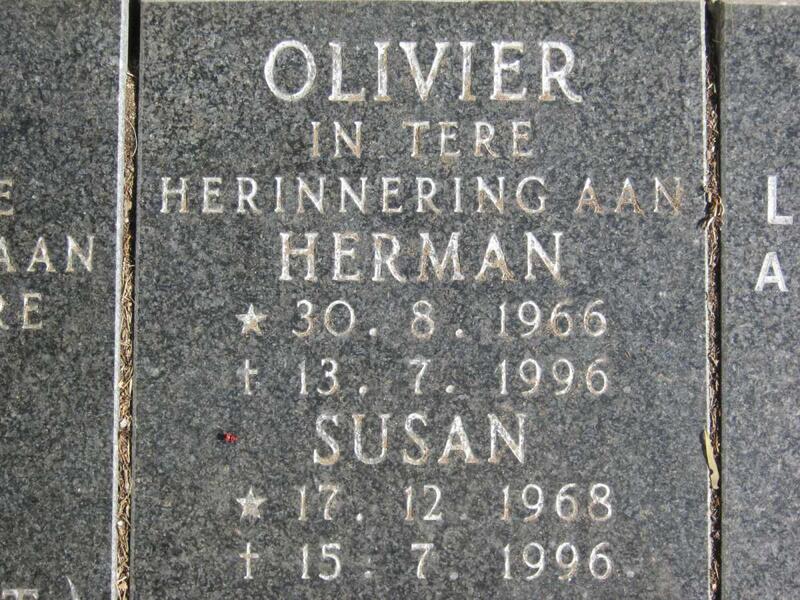 OLIVIER Herman 1966-1996 & Susan 1968-1996