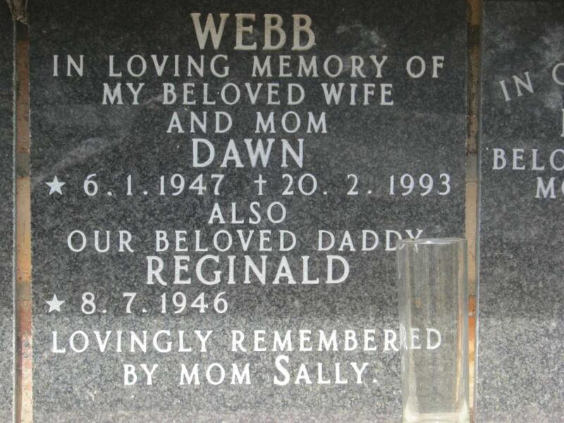 WEBB Reginald 1946- & Dawn 1947-1993