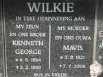 WILKIE Kenneth George 1954-1993 & Mavis 1921-2006
