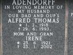 ADENDORFF Alfred Thomas 1918-1993 & Irene 1921-2002