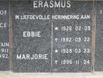 ERASMUS Ebbie 1926-1992 & Marjorie 1928-1996