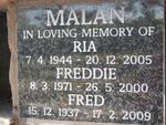 MALAN Fred 1937-2009 & Ria 1944-2005 :: MALAN Freddie 1971-2009