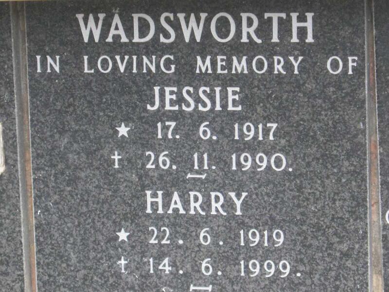 WADSWORTH Harry 1919-1999 & Jessie 1917-1990