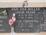 MILLER Leslie Frank, van der 1932-1990 & Lucia Christina 1922-1996