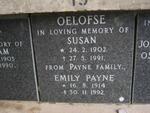 OELOFSE Susan 1902-1991 :: PAYNE Emily 1914-1992