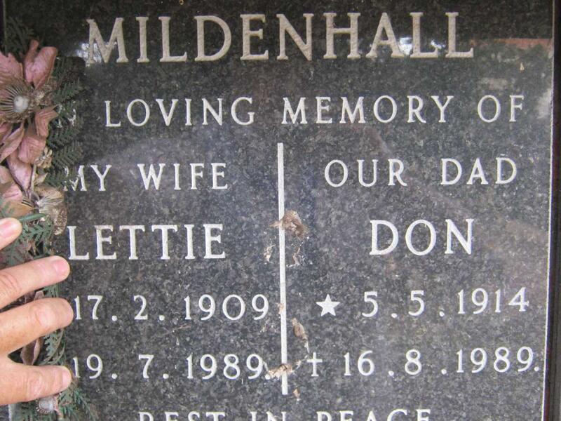 MILDENHALL Don 1914-1989 & Lettie 1909-1989