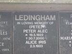 LEDINGHAM Peter Alec 1922-2000 & Alice Iris 1923-