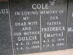 COLE Frederick 1914-1989 & Dulcie 1918-1988