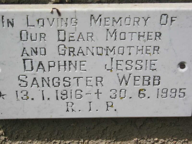 WEBB Daphne Jessie Sangster 1916-1995