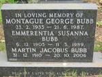 BUBB Montague George 1935-1987 :: BUBB Emmerentia Susanna 1905-1989 :: BUBB Martin Jacobus 1910-2006