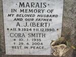 MARAIS A.J. 1924-1990 & Cora SMITH 1935-2004