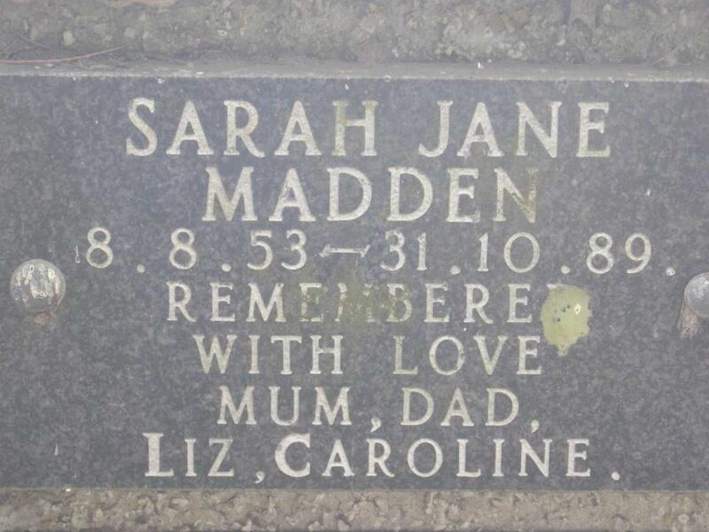 MADDEN Sarah Jane 1953-1989