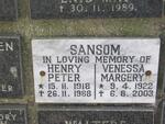 SANSOM Henry Peter 1918-1988 & Venessa Margery 1922-2003