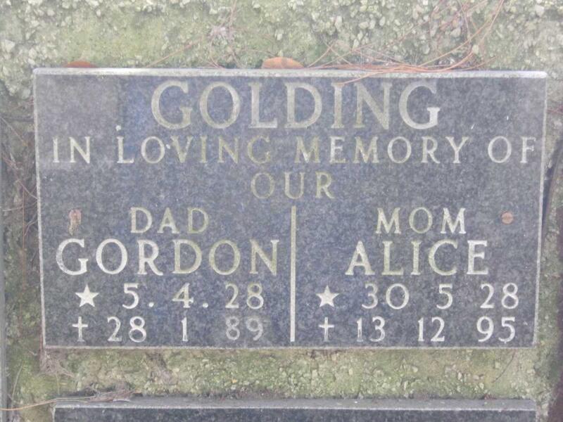 GOLDING Gordon 1928-1989 & Alice 1928-1995