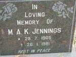 JENNINGS M.A.K. 1905-1981