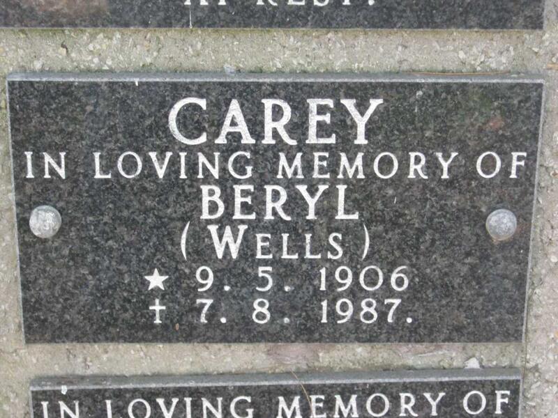 CAREY Beryl nee WELLS 1906-1987