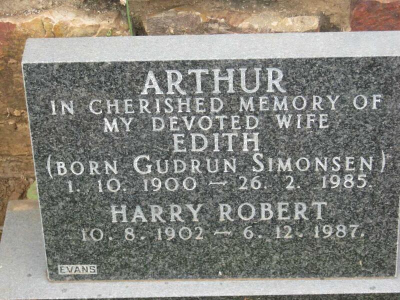 ARTHUR Harry Robert 1902-1987 & Edith GUDREN SIMONSEN 1900-1985