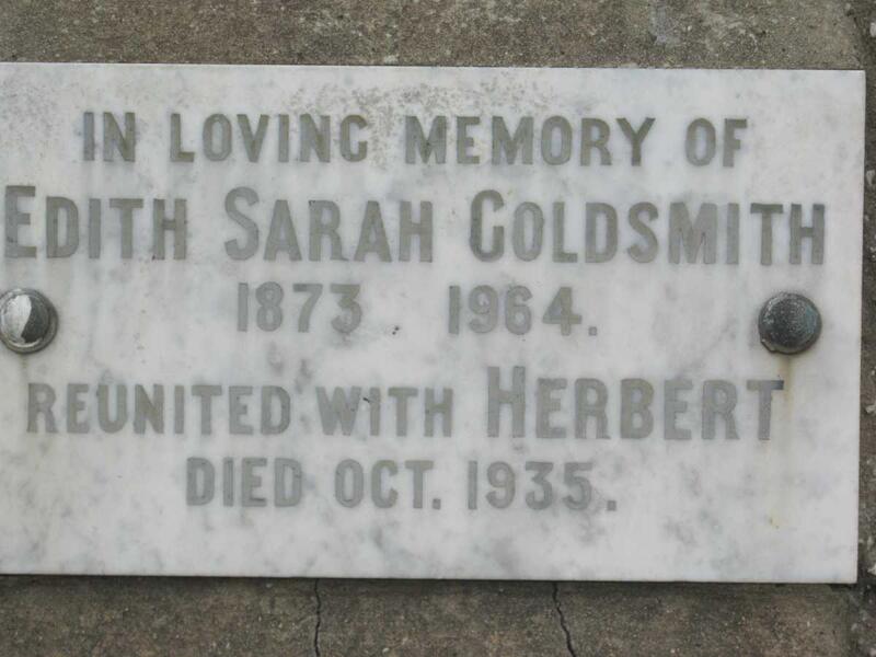 GOLDSMITH Herbert -1935 & Edith Sarah 1873-1964 