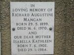 MANGAN Richard Augustine 1899-1970 & Isabella Kathleen 1902-1984