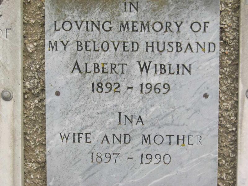WIBLIN Albert 1892-1969 & Ina 1897-1990