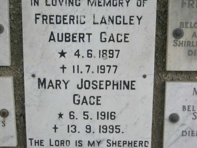 GACE Frederic Langley Aubert 1897-1977 & Mary Josephine 1916-1995