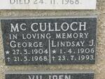 McCULLOCH George 1904-1968 & Lindsay J. 1906-1993