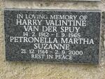 SPUY Harry Valintine, van der 1912-1965 & Petronella Martha Suzanne 1914-2000