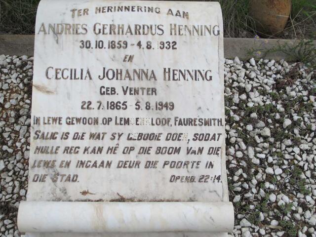 HENNING Andries Gerhardus 1859-1932 & Cecilia Johanna VENTER  1865-1949