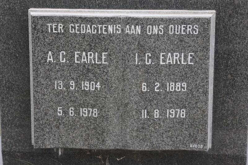 EARLE I.G. 1889-1978 & A.C. 1904-1978