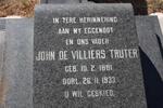 TRUTER John De Villiers 1881-1933