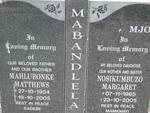 MABANDLELA Mahlubonke Mathew 1954-2005 & MABANDLELA Nosikumbozo Margaret 1965-2005