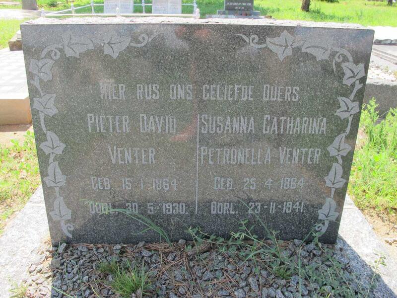 VENTER Pieter David 1864-1930 & Susanna Catharina Petronella 1864-1941