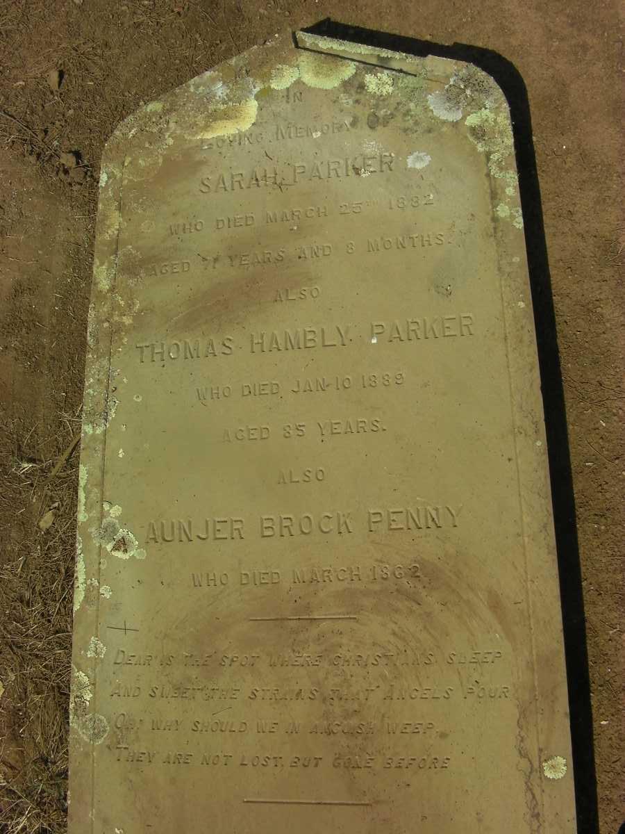 PARKER Thomas Hambly -1889 & Sarah -1882 :: PENNY Aunjer Brock -1862