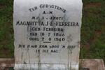 FERREIRA Magaritta J.E. nee FERREIRA 1888-1940