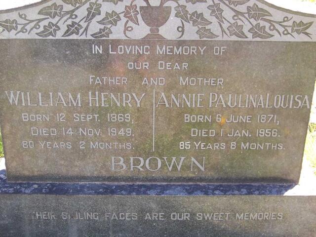 BROWN William Henry 1869-1949 & Annie Paulina Louisa 1871-1956