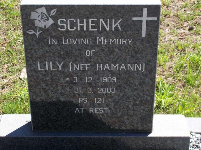 SCHENK Lily nee HAMANN 1909-2003