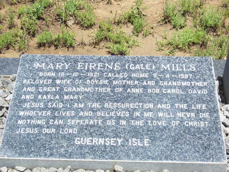 MILLS Mary Eirene nee GALE 1921-1997