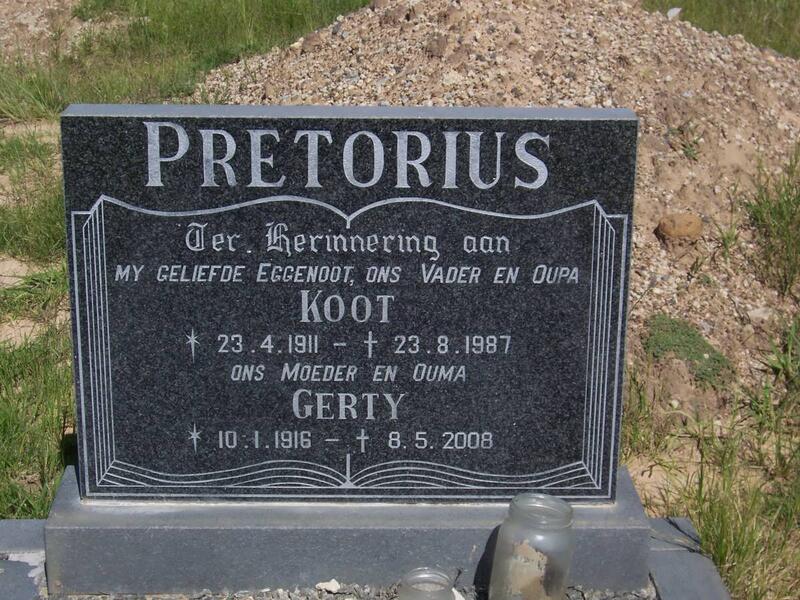 PRETORIUS Koot 1911-1987 & Gerty 1916-2008