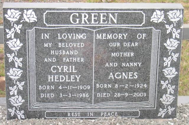 GREEN Cyril Hedley 1909-1986 & Agnes 1924-2003
