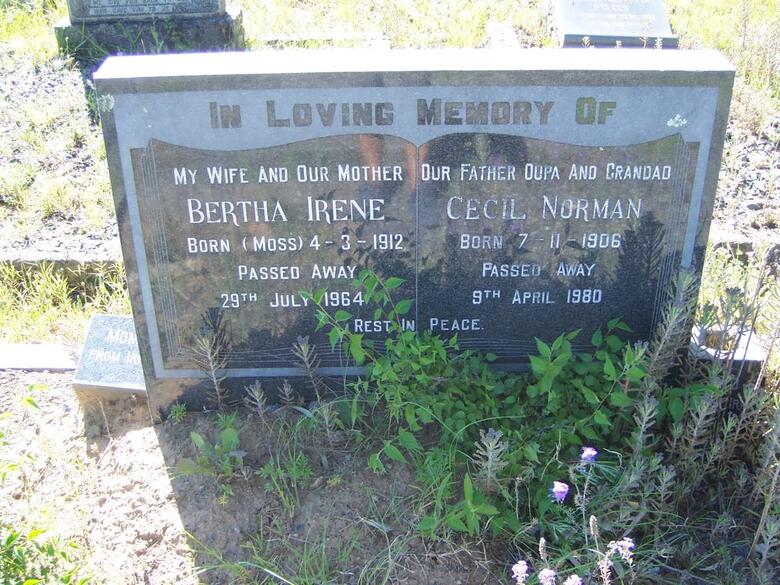 VICE Cecil Norman 1906-1980 & Bertha Irene MOSS 1912-1964