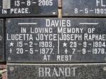 DAVIES Joseph Raphae? 1904-1978 & Lucetta Joyce 1903-1977