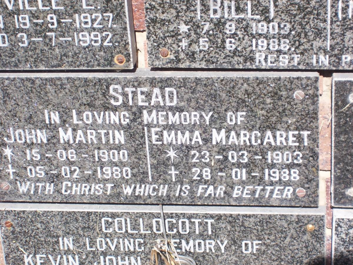 STEAD John Martin 1900-1980 & Emma Margaret 1903-1988
