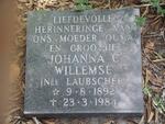 WILLEMSE Johanna C. nee LAUBSCHER 1892-1984