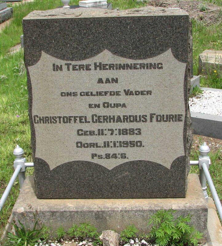 FOURIE Christoffel Gerhardus 1883-1950